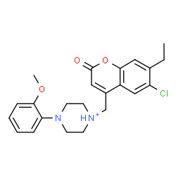 ChemSpider 2D Image | 1-[(6-Chloro-7-ethyl-2-oxo-2H-chromen-4-yl)methyl]-4-(2-methoxyphenyl)piperazin-1-ium | C23H26ClN2O3