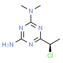 ChemSpider 2D Image | 6-[(1R)-1-Chloroethyl]-N,N-dimethyl-1,3,5-triazine-2,4-diamine | C7H12ClN5