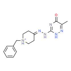 ChemSpider 2D Image | 1-Benzyl-4-[(6-methyl-5-oxo-2,5-dihydro-1,2,4-triazin-3-yl)hydrazono]piperidinium | C16H21N6O