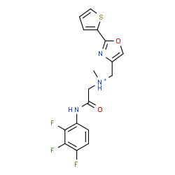ChemSpider 2D Image | N-Methyl-2-oxo-N-{[2-(2-thienyl)-1,3-oxazol-4-yl]methyl}-2-[(2,3,4-trifluorophenyl)amino]ethanaminium | C17H15F3N3O2S