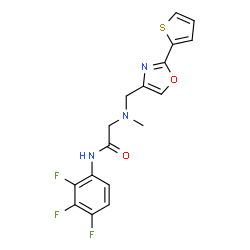 ChemSpider 2D Image | N~2~-Methyl-N~2~-{[2-(2-thienyl)-1,3-oxazol-4-yl]methyl}-N-(2,3,4-trifluorophenyl)glycinamide | C17H14F3N3O2S