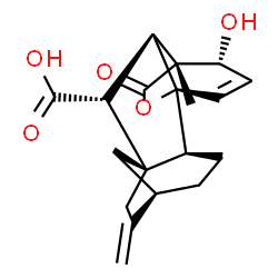 ChemSpider 2D Image | (1S,2S,5R,8S,9R,10S,11R,12R)-12-Hydroxy-11-methyl-6-methylene-16-oxo-15-oxapentacyclo[9.3.2.1~5,8~.0~1,10~.0~2,8~]heptadec-13-ene-9-carboxylic acid | C19H22O5