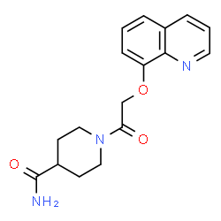 ChemSpider 2D Image | 1-[(8-Quinolinyloxy)acetyl]-4-piperidinecarboxamide | C17H19N3O3