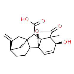 ChemSpider 2D Image | (1R,5R,8R,12S)-12-Hydroxy-11-methyl-6-methylene-16-oxo-15-oxapentacyclo[9.3.2.1~5,8~.0~1,10~.0~2,8~]heptadec-13-ene-9-carboxylic acid | C19H22O5