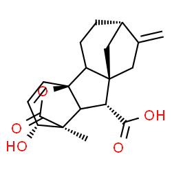 ChemSpider 2D Image | (1S,5S,8S,9R,11S,12R)-12-Hydroxy-11-methyl-6-methylene-16-oxo-15-oxapentacyclo[9.3.2.1~5,8~.0~1,10~.0~2,8~]heptadec-13-ene-9-carboxylic acid | C19H22O5