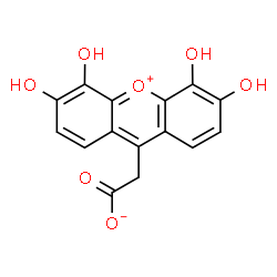 ChemSpider 2D Image | (3,4,5,6-Tetrahydroxy-9-xantheniumyl)acetate | C15H10O7