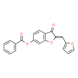 ChemSpider 2D Image | 2-(2-Furylmethylene)-3-oxo-2,3-dihydro-1-benzofuran-6-yl benzoate | C20H12O5