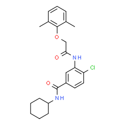 ChemSpider 2D Image | 4-Chloro-N-cyclohexyl-3-{[(2,6-dimethylphenoxy)acetyl]amino}benzamide | C23H27ClN2O3