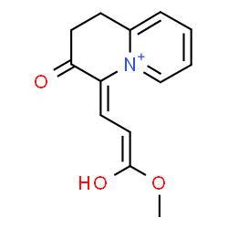 ChemSpider 2D Image | (4Z)-4-[(2E)-3-Hydroxy-3-methoxy-2-propen-1-ylidene]-3-oxo-1,2,3,4-tetrahydroquinolizinium | C13H14NO3