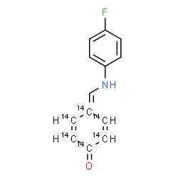 ChemSpider 2D Image | 4-{[(4-Fluorophenyl)amino]methylene}(~14~C_6_)-2,5-cyclohexadien-1-one | C714C6H10FNO