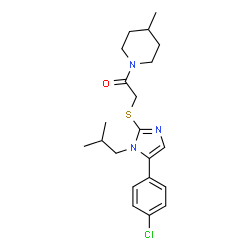 ChemSpider 2D Image | 2-{[5-(4-Chlorophenyl)-1-isobutyl-1H-imidazol-2-yl]sulfanyl}-1-(4-methyl-1-piperidinyl)ethanone | C21H28ClN3OS