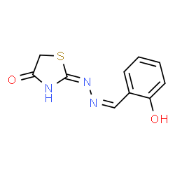 ChemSpider 2D Image | 2-[(2Z)-2-(2-Hydroxybenzylidene)hydrazino]-1,3-thiazol-4(5H)-one | C10H9N3O2S