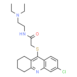 ChemSpider 2D Image | 2-[(6-Chloro-1,2,3,4-tetrahydro-9-acridinyl)sulfanyl]-N-[2-(diethylamino)ethyl]acetamide | C21H28ClN3OS
