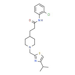 ChemSpider 2D Image | N-(2-Chlorophenyl)-3-{1-[(4-isopropyl-1,3-thiazol-2-yl)methyl]-4-piperidinyl}propanamide | C21H28ClN3OS