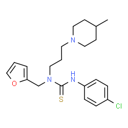 ChemSpider 2D Image | 3-(4-Chlorophenyl)-1-(2-furylmethyl)-1-[3-(4-methyl-1-piperidinyl)propyl]thiourea | C21H28ClN3OS