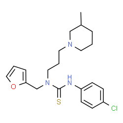 ChemSpider 2D Image | 3-(4-Chlorophenyl)-1-(2-furylmethyl)-1-[3-(3-methyl-1-piperidinyl)propyl]thiourea | C21H28ClN3OS