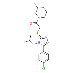 ChemSpider 2D Image | 2-{[5-(4-Chlorophenyl)-1-isobutyl-1H-imidazol-2-yl]sulfanyl}-1-(3-methyl-1-piperidinyl)ethanone | C21H28ClN3OS