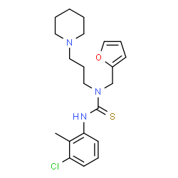 ChemSpider 2D Image | 3-(3-Chloro-2-methylphenyl)-1-(2-furylmethyl)-1-[3-(1-piperidinyl)propyl]thiourea | C21H28ClN3OS