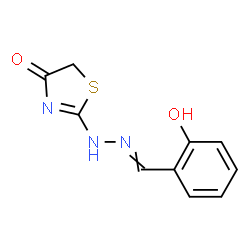 ChemSpider 2D Image | 2-[2-(2-Hydroxybenzylidene)hydrazino]-1,3-thiazol-4(5H)-one | C10H9N3O2S