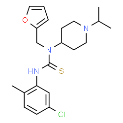 ChemSpider 2D Image | 3-(5-Chloro-2-methylphenyl)-1-(2-furylmethyl)-1-(1-isopropyl-4-piperidinyl)thiourea | C21H28ClN3OS