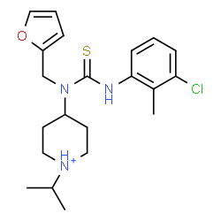 ChemSpider 2D Image | 4-{[(3-Chloro-2-methylphenyl)carbamothioyl](2-furylmethyl)amino}-1-isopropylpiperidinium | C21H29ClN3OS