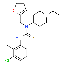 ChemSpider 2D Image | 3-(3-Chloro-2-methylphenyl)-1-(2-furylmethyl)-1-(1-isopropyl-4-piperidinyl)thiourea | C21H28ClN3OS