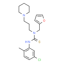 ChemSpider 2D Image | 3-(5-Chloro-2-methylphenyl)-1-(2-furylmethyl)-1-[3-(1-piperidinyl)propyl]thiourea | C21H28ClN3OS