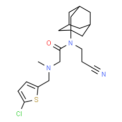 ChemSpider 2D Image | N-Adamantan-1-yl-N~2~-[(5-chloro-2-thienyl)methyl]-N-(2-cyanoethyl)-N~2~-methylglycinamide | C21H28ClN3OS