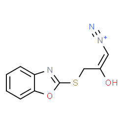 ChemSpider 2D Image | (1E)-3-(1,3-Benzoxazol-2-ylsulfanyl)-2-hydroxy-1-propene-1-diazonium | C10H8N3O2S