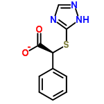 InChI=1/C10H9N3O2S/c14-9(15)8(7-4-2-1-3-5-7)16-10-11-6-12-13-10/h1-6,8H,(H,14,15)(H,11,12,13)/p-1/t8-/m0/s1