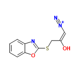 InChI=1/C10H7N3O2S/c11-12-5-7(14)6-16-10-13-8-3-1-2-4-9(8)15-10/h1-5H,6H2/p+1/b7-5+